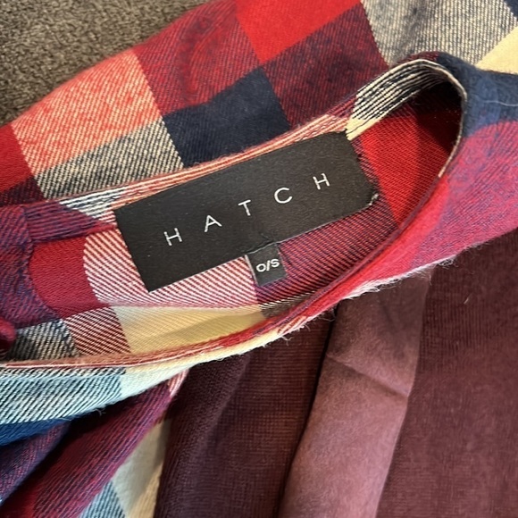 Hatch Plaid Flannel Button Back 3/4 Bell Sleeve Top O/S - Picture 8 of 10